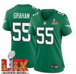 Women Philadelphia Eagles Brandon Graham #55 Kelly Green 2024-2025 Super Bowl LIX F U S E Stitched NFL Jersey