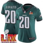 Women Philadelphia Eagles Brian Dawkins #20 Green 2024-2025 Super Bowl LIX F U S E Stitched NFL Jersey