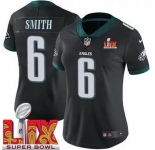 Women Philadelphia Eagles DeVonta Smith #6 Black 2024-2025 Super Bowl LIX F U S E Stitched NFL Jersey