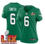 Women Philadelphia Eagles DeVonta Smith #6 Kelly Green 2024-2025 Super Bowl LIX F U S E Stitched NFL Jersey