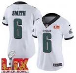 Women Philadelphia Eagles DeVonta Smith #6 White 2024-2025 Super Bowl LIX F U S E Stitched NFL Jersey