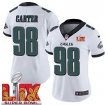 Women Philadelphia Eagles Jalen Carter #98 White 2024-2025 Super Bowl LIX F U S E Stitched NFL Jersey
