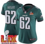 Women Philadelphia Eagles Jason Kelce #62 Green 2024-2025 Super Bowl LIX F U S E Stitched NFL Jersey