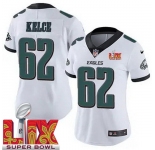Women Philadelphia Eagles Jason Kelce #62 White 2024-2025 Super Bowl LIX F U S E Stitched NFL Jersey