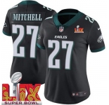 Women Philadelphia Eagles Quinyon Mitchell #27 Black 2024-2025 Super Bowl LIX F U S E Stitched NFL Jersey