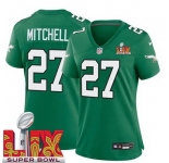 Women Philadelphia Eagles Quinyon Mitchell #27 Kelly Green 2024-2025 Super Bowl LIX F U S E Stitched NFL Jersey