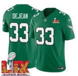 Youth Philadelphia Eagles Cooper DeJean #33 Kelly Green 2024-2025 Super Bowl LIX F U S E Stitched NFL Jersey