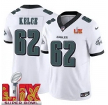 Youth Philadelphia Eagles Jason Kelce #62 White 2024-2025 Super Bowl LIX F U S E Stitched NFL Jersey