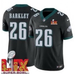 Youth Philadelphia Eagles Saquon Barkley #26 Black 2024-2025 Super Bowl LIX F U S E Stitched NFL Jersey