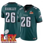 Youth Philadelphia Eagles Saquon Barkley #26 Green 2024-2025 Super Bowl LIX F U S E Stitched NFL Jersey