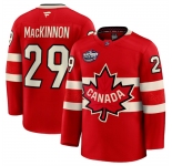 Men's Canada #29 Nathan MacKinnon Red 2025 4 Nations Face-Off Premium Stitched Jersey