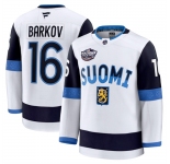 Men's Finland #16 Aleksander Barkov White 2025 4 Nations Face-Off Premium Stitched Jersey