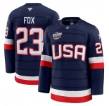 Men's USA #23 Adam Fox Navy 2025 4 Nations Stitched Jersey