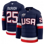 Men's USA #25 Charlie McAvoy Navy 2025 4 Nations Face-Off Stitched Jersey