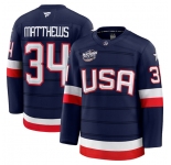 Men's USA #34 Auston Matthews Navy 2025 4 Nations Stitched Jersey