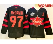 Women's Canada #97 Connor McDavid Black 2025 4 Nations Face-Off Premium With A Patch Stitched Jersey