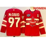 Women's Canada #97 Connor McDavid Red 2025 4 Nations Face-Off Premium With A Patch Stitched Jersey