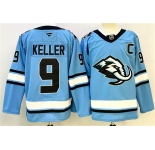 Men's Utah Mammoth #9 Clayton Keller Blue 2025 With C Patch Stitched Jersey
