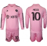 Men's Inter Miami CF #10 Lionel Messi 2023-24 Pink Home Soccer Jersey Suit
