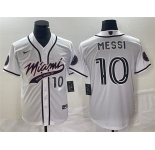 Men's Inter Miami CF #10 Lionel Messi White Cool Base Stitched Jersey