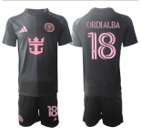 Men's Inter Miami CF #18 Jordi Alba 2025 Black Away Soccer Jersey Suit