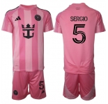 Men's Inter Miami CF #5 Sergio 25-26 Pink Home Soccer Jersey Suit