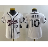 Youth Inter Miami CF #10 Lionel Messi White Cool Base Stitched Jersey