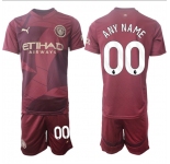 Men's Manchester City Custom 2024-25 Burgundy Third Soccer Jersey Suit