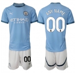 Men's Manchester City Custom 2024-25 Light Blue Home Soccer Jersey Suit
