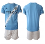 Men's Manchester City Custom 2025 Light Blue Home Soccer Jersey Suit