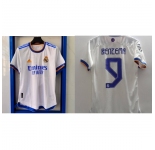 Men Real Madrid White Soccer Jersey #9 Benzema