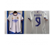 Men Real Madrid White Soccer Jersey #9 Benzema