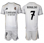 Men's Real Madrid #7 Ronaldo 25-26 White Home Soccer Jersey Suit