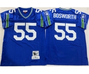 Men's Seattle Seahawks #55 Brian Bosworth Royal Throwback Football Stitched Jersey