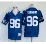 Men's Seattle Seahawks #96 Cortez Kennedy Blue Throwback Football Stitched Jersey
