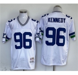 Men's Seattle Seahawks #96 Cortez Kennedy White Throwback Stitched Football Jersey