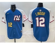 Men's National League #12 Francisco Lindor Blue Alternate 2025 All-Star Edition Limited Stitched Baseball Jersey