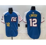 Men's National League #12 Francisco Lindor Blue Alternate 2025 All-Star With Patch Edition Limited Stitched Baseball Jersey