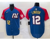 Men's National League #12 Francisco Lindor Blue Red Alternate 2025 All-Star Edition Limited Stitched Baseball Jersey