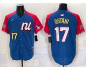 Men's National League #17 Shohei Ohtani Blue Red Alternate 2025 All-Star Edition Limited Stitched Baseball Jersey