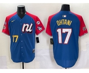 Men's National League #17 Shohei Ohtani Blue Red Alternate 2025 All-Star With Patch Edition Limited Stitched Baseball Jersey