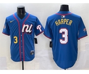Men's National League #3 Bryce Harper Blue 2025 All-Star Edition Limited Stitched Baseball Jersey