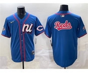 Men's National League Cincinnati Reds Team Big Logo Blue 2025 All-Star Edition Limited Stitched Baseball Jersey