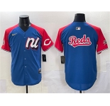 Men's National League Cincinnati Reds Team Big Logo Blue Red Alternate 2025 All-Star Edition Limited Stitched Baseball Jersey