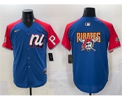 Men's National League Pittsburgh Pirates Team Big Logo Blue Red Alternate 2025 All-Star Edition Limited Stitched Baseball Jersey
