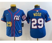 Youth National League #29 James Wood Blue 2025 All-Star Edition Limited Stitched Baseball Jersey