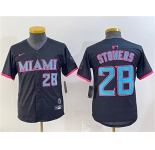 Youth Miami Marlins #28 Kyle Stowers Black 2025 City Connect Limited Stitched Baseball Jersey