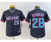 Youth Miami Marlins #28 Kyle Stowers Black 2025 City Connect Limited Stitched Baseball Jersey