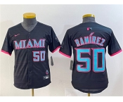 Youth Miami Marlins #50 Agustín Ramírez Black 2025 City Connect Limited Stitched Baseball Jersey