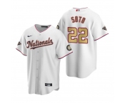 Youth Washington Nationals #22 Juan Soto White Gold 2019 World Series Champions Stitched MLB Cool Base Nike Jersey